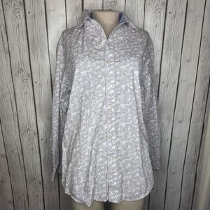 Tasso Elba White Shirt with Light Gray Paisley Print